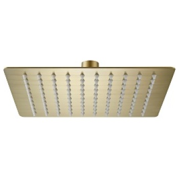 Brushed Brass Square Slimline Metal Shower Head 20cm