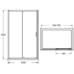 Black Sliding Shower Door 1000mm - Image 2