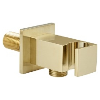 Brushed Brass Square Wall Outlet and Handset Holder