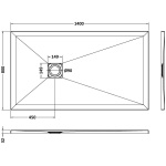 Grey Slate Effect Shower Tray 1400x800 - Image 2