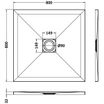 Grey Slate Effect Shower Tray 800x800 - Image 2
