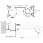 Chloe Brushed Brass Wall Mounted Bath Tap - Image 2