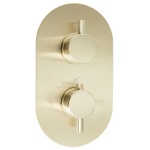 Brushed Brass Round Dual Flow Shower Valve - Image 1