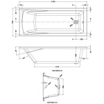 Square Single End Bath 1700x700 - Image 2