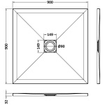 White Slate Effect Shower Tray 900x900 - Image 2